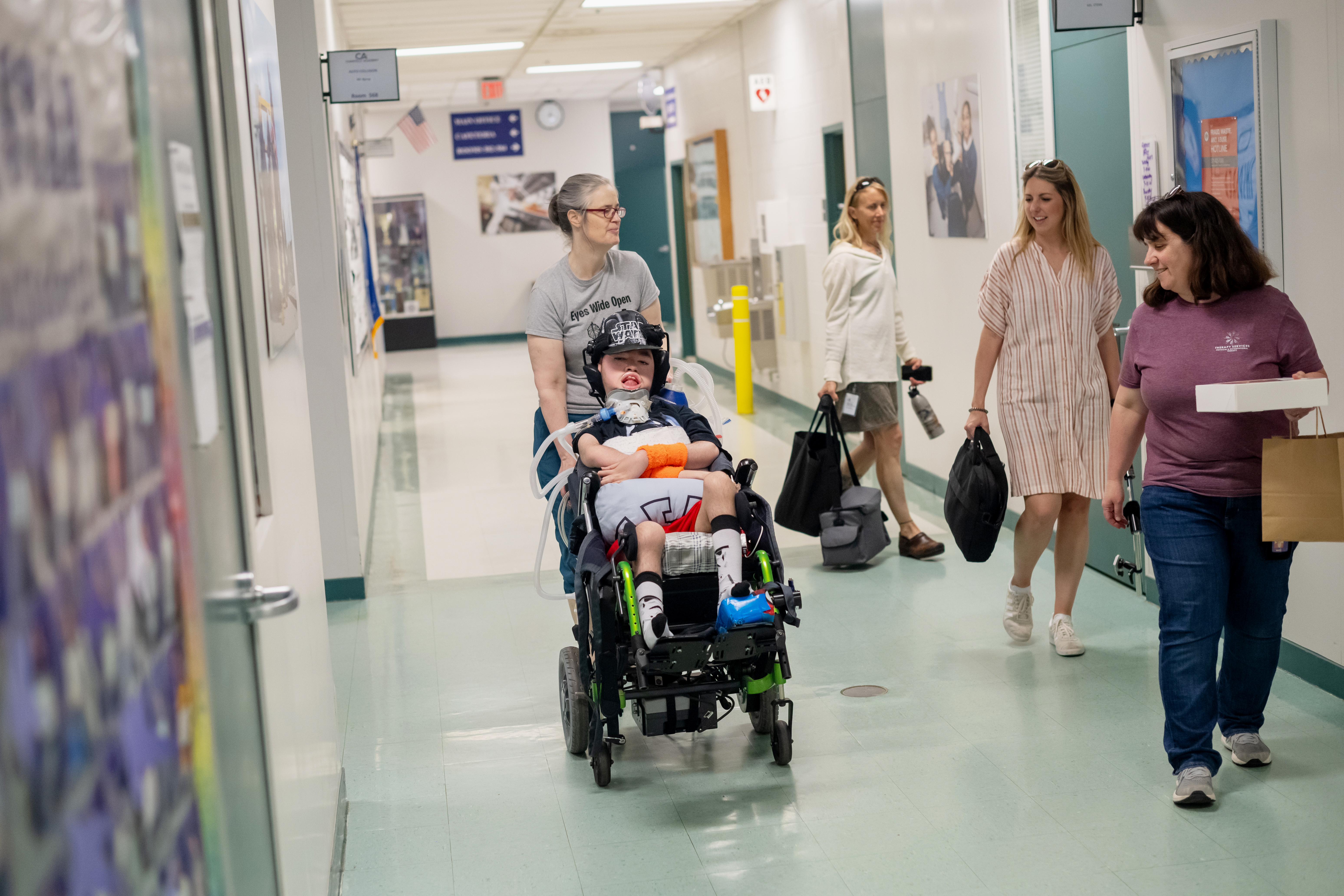 Liam Bruen and his mother, Jamie, arrive at Chantilly Academy.