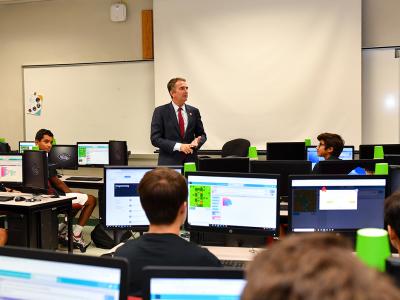 Governor in class with students 