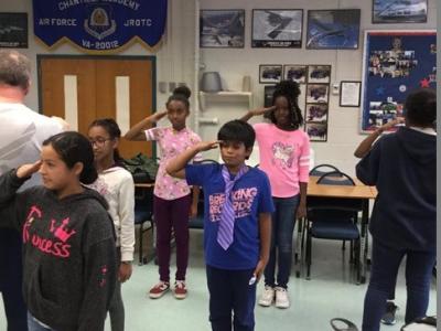 Students learn commands in AFJROTC